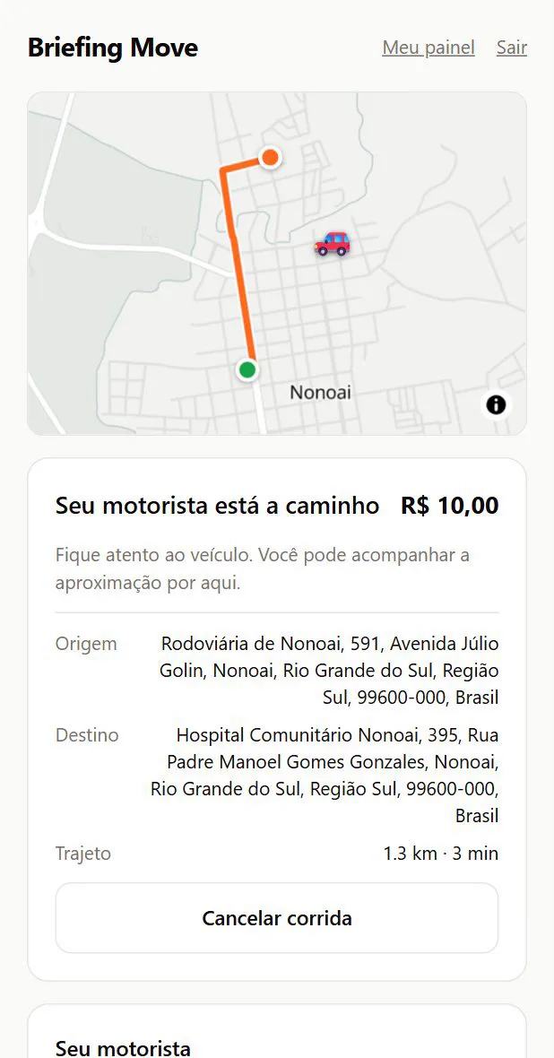 O motorista a caminho